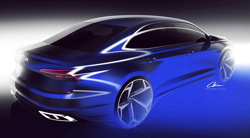  Teaser sketch Volkswagen Passat 2019 